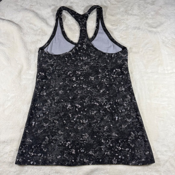 Lululemon Racerback Tank Top Black Grey Floral Print Women's size 8 - Picture 4 of 6